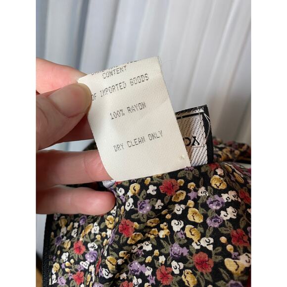 jumpsuit 1990s floral smocked top cottagecore pink yellow purple - Picture 10 of 10